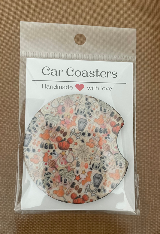 Fall Halloween car coasters